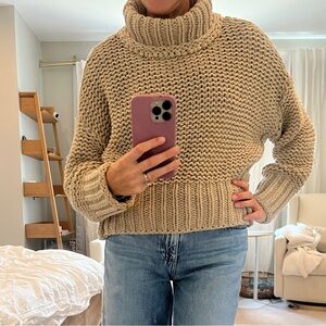Free people you are my Sunshine Chunky Knit Turtleneck Sweater - Cream